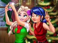 Jeu mobile Ladybug and elsa xmas selfie
