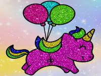 Coloring book glittered unicorns