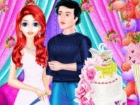 Mermaid girl wedding cooking cake