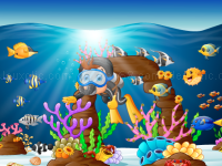 Jeu mobile Water dive 2d: underwater survival